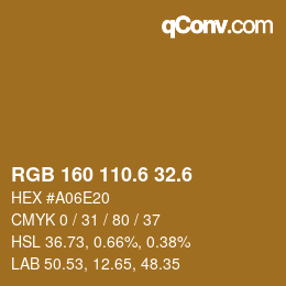 カラーコード: RGB 160 110.6 32.6 | qconv.com