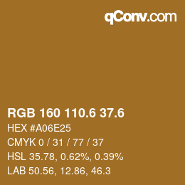 カラーコード: RGB 160 110.6 37.6 | qconv.com