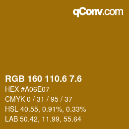 カラーコード: RGB 160 110.6 7.6 | qconv.com