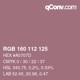 Farbcode: RGB 160 112 125 | qconv.com
