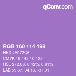 Color code: RGB 160 114 198 | qconv.com