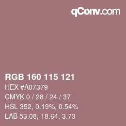 Color code: RGB 160 115 121 | qconv.com