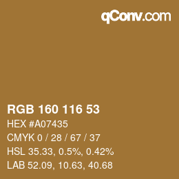 Color code: RGB 160 116 53 | qconv.com