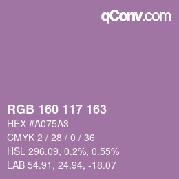 颜色代码: RGB 160 117 163 | qconv.com
