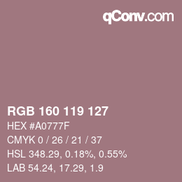 カラーコード: RGB 160 119 127 | qconv.com