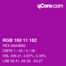 Color code: RGB 160 11 162 | qconv.com