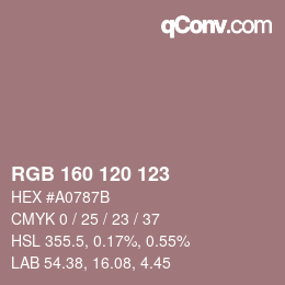 Farbcode: RGB 160 120 123 | qconv.com