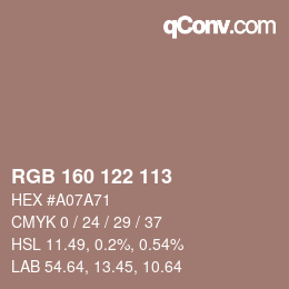 Código de color: RGB 160 122 113 | qconv.com