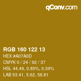 カラーコード: RGB 160 122 13 | qconv.com