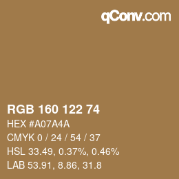 Color code: RGB 160 122 74 | qconv.com
