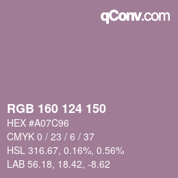 カラーコード: RGB 160 124 150 | qconv.com