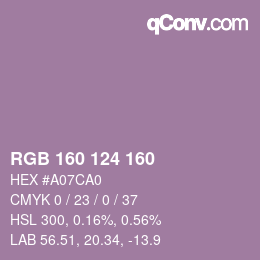 Color code: RGB 160 124 160 | qconv.com