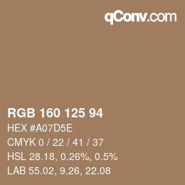 Color code: RGB 160 125 94 | qconv.com