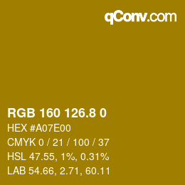 Color code: RGB 160 126.8 0 | qconv.com