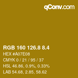 カラーコード: RGB 160 126.8 8.4 | qconv.com