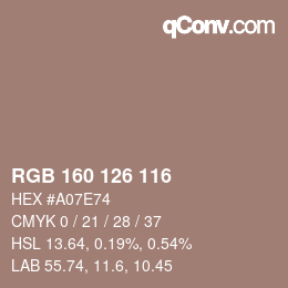 Farbcode: RGB 160 126 116 | qconv.com