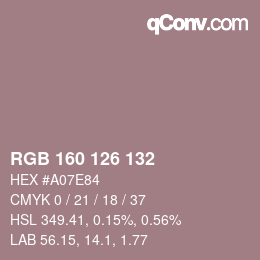 颜色代码: RGB 160 126 132 | qconv.com