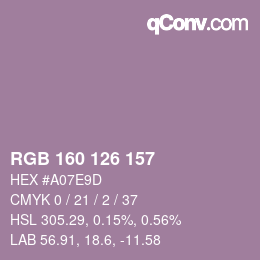 Color code: RGB 160 126 157 | qconv.com