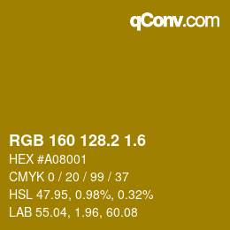 カラーコード: RGB 160 128.2 1.6 | qconv.com