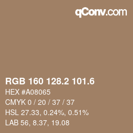 カラーコード: RGB 160 128.2 101.6 | qconv.com