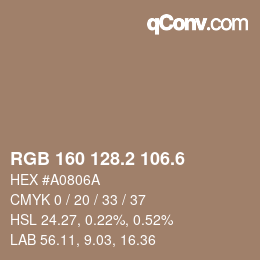 カラーコード: RGB 160 128.2 106.6 | qconv.com