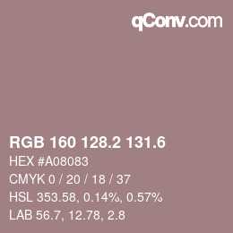 カラーコード: RGB 160 128.2 131.6 | qconv.com