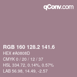 カラーコード: RGB 160 128.2 141.6 | qconv.com
