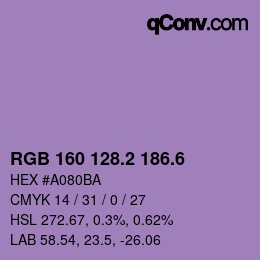 カラーコード: RGB 160 128.2 186.6 | qconv.com