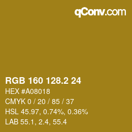 カラーコード: RGB 160 128.2 24 | qconv.com