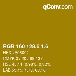 カラーコード: RGB 160 128.6 1.6 | qconv.com