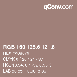 カラーコード: RGB 160 128.6 121.6 | qconv.com