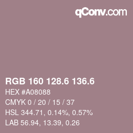 カラーコード: RGB 160 128.6 136.6 | qconv.com