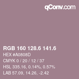 カラーコード: RGB 160 128.6 141.6 | qconv.com