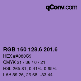 カラーコード: RGB 160 128.6 201.6 | qconv.com