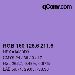 カラーコード: RGB 160 128.6 211.6 | qconv.com