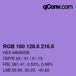 カラーコード: RGB 160 128.6 216.6 | qconv.com
