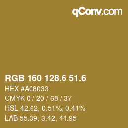 カラーコード: RGB 160 128.6 51.6 | qconv.com