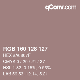 Farbcode: RGB 160 128 127 | qconv.com