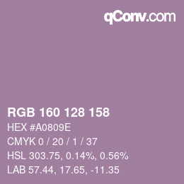 カラーコード: RGB 160 128 158 | qconv.com