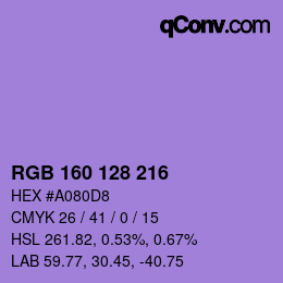 颜色代码: RGB 160 128 216 | qconv.com