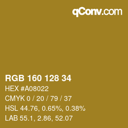 颜色代码: RGB 160 128 34 | qconv.com