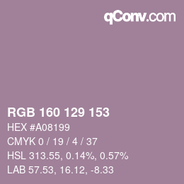 Color code: RGB 160 129 153 | qconv.com