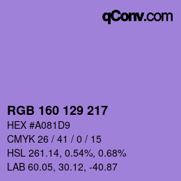 Color code: RGB 160 129 217 | qconv.com