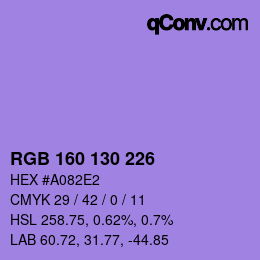 Color code: RGB 160 130 226 | qconv.com