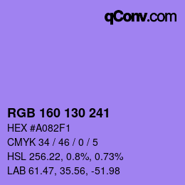 カラーコード: RGB 160 130 241 | qconv.com