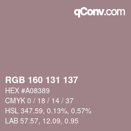 Farbcode: RGB 160 131 137 | qconv.com