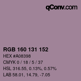 Farbcode: RGB 160 131 152 | qconv.com