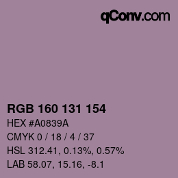 Farbcode: RGB 160 131 154 | qconv.com