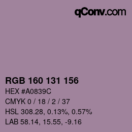 Farbcode: RGB 160 131 156 | qconv.com