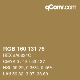 Code couleur: RGB 160 131 76 | qconv.com